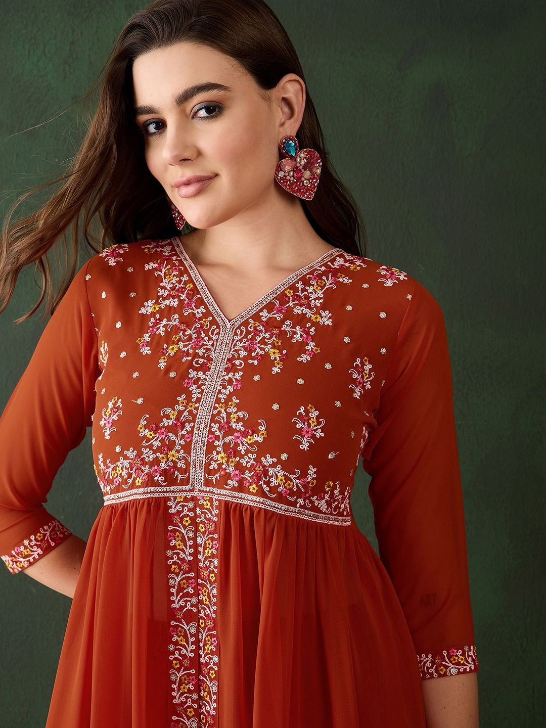 Dhiyona SN Women's Embroidered A-Line Kurta With Palazzos