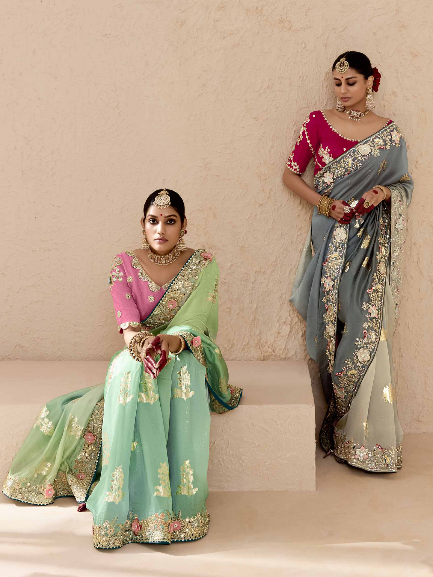 Dhiyona KM Women Shaded Grey Tussar Silk Saree
