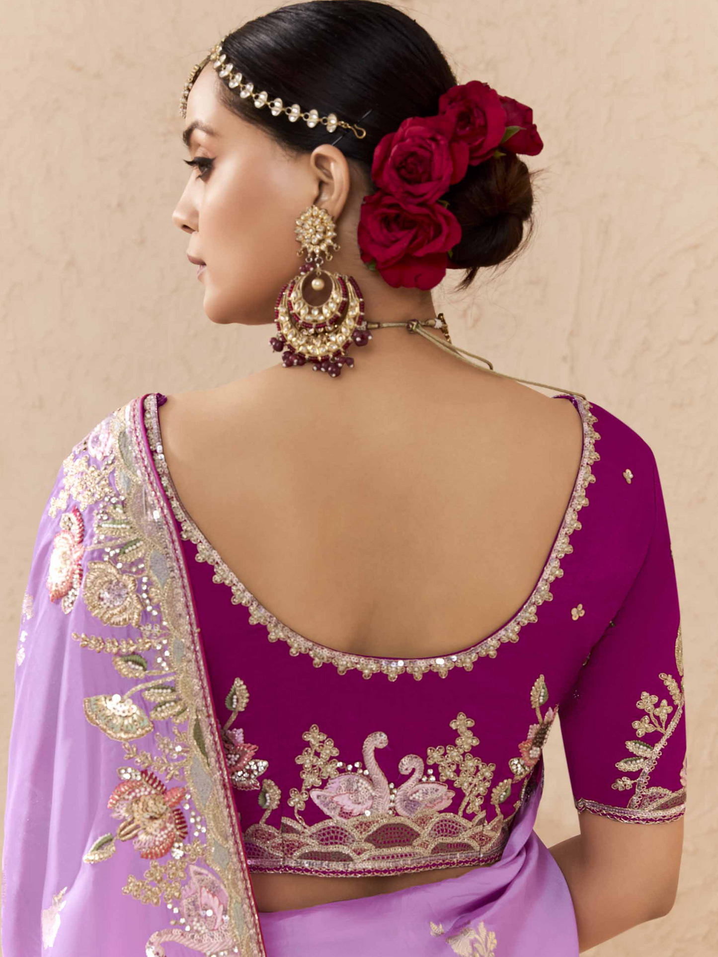 Dhiyona KM Women Shaded Pink & Lavender Tussar Silk Saree