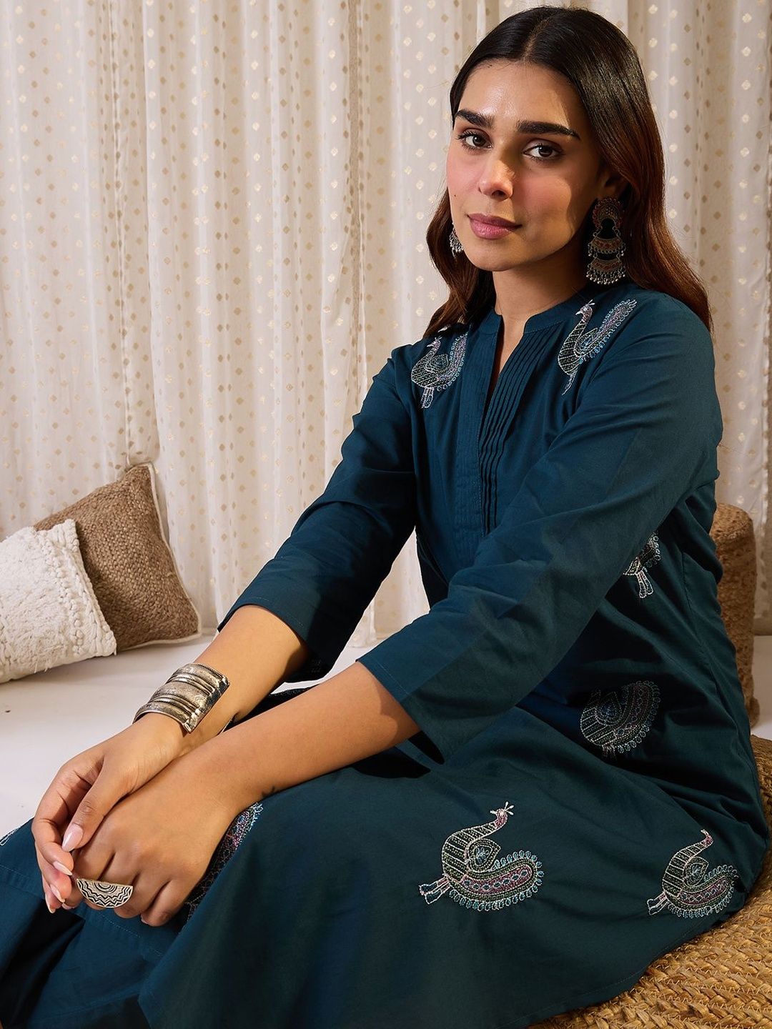 Women Ethnic Motifs Printed Pure Cotton Kurta with Trouser