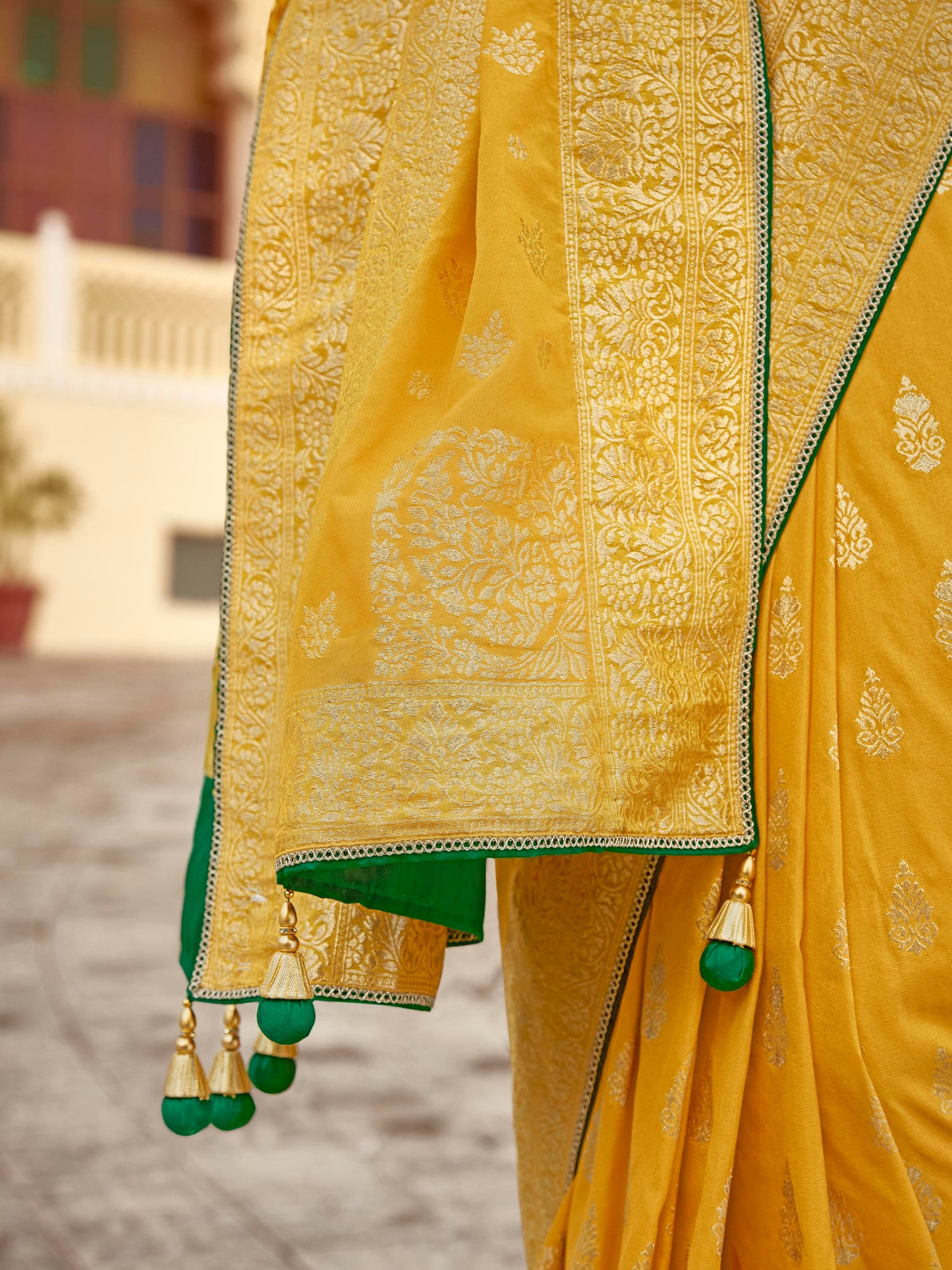Dhiyona KM Women Timeless Elegance In Yellow Banarasi Saree