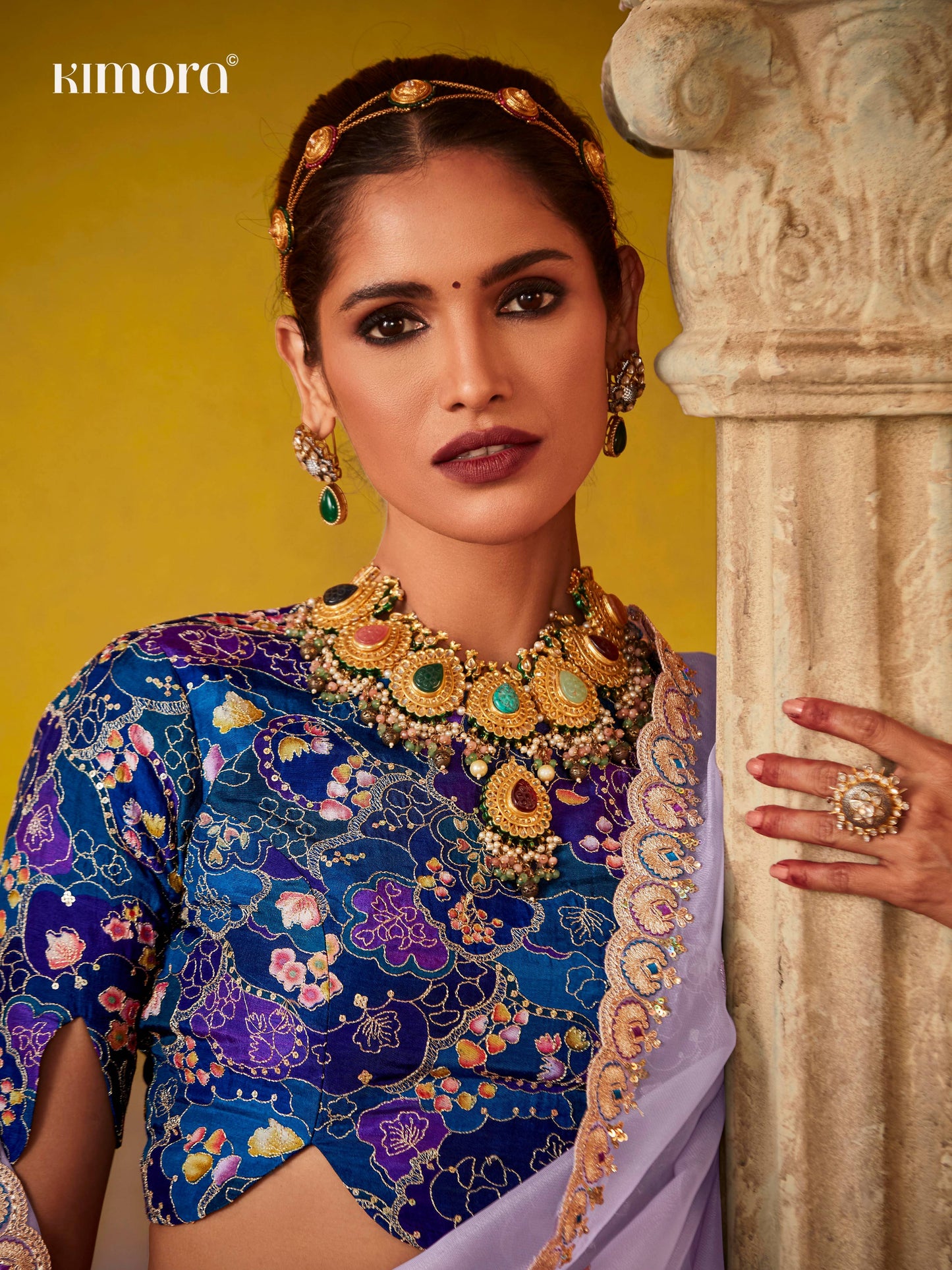 Dhiyona KM Women Ethereal Elegance: Purple Silk Saree With Embroidered Blouse