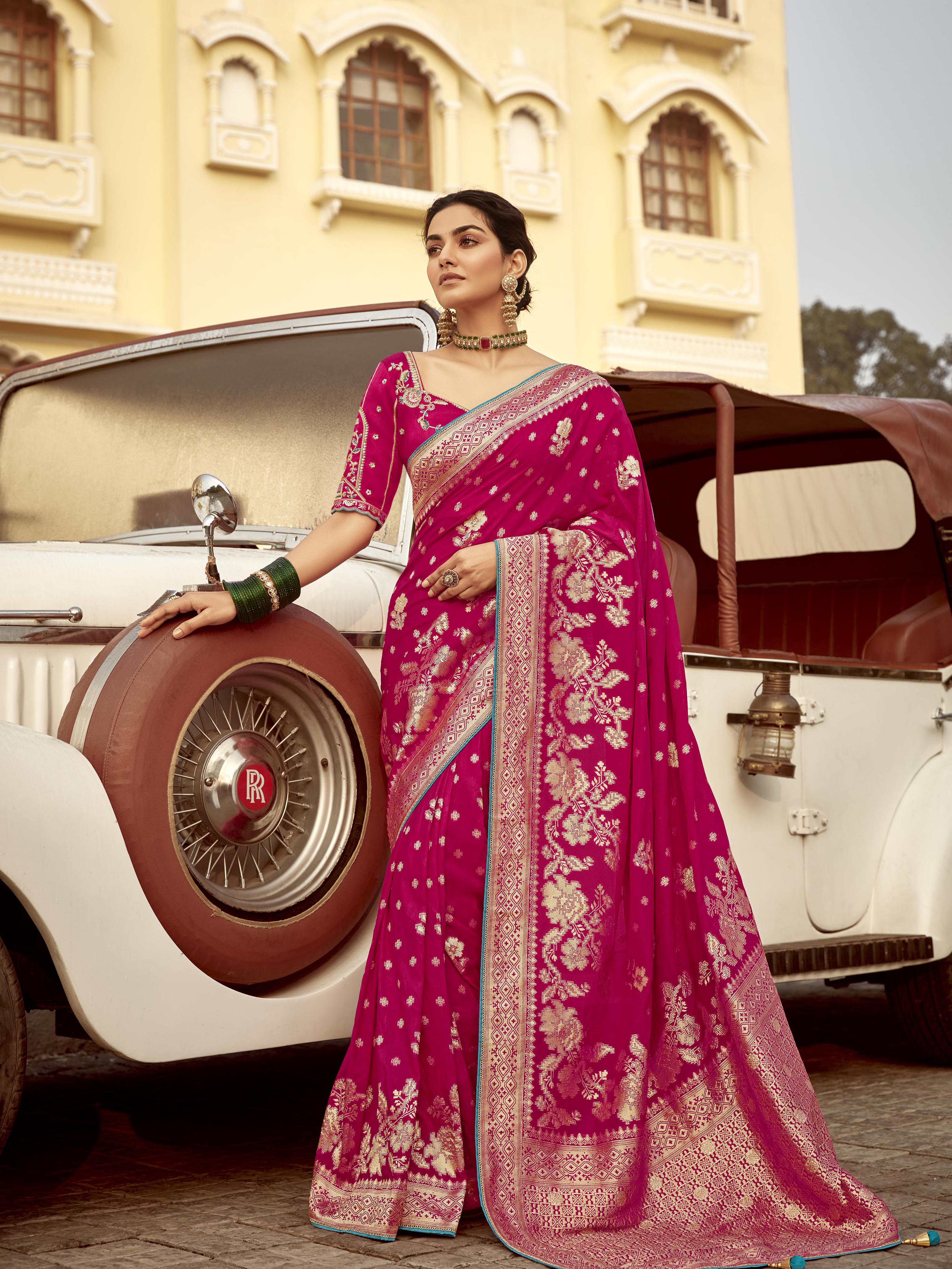 Dhiyona KM Women Pink Silk Saree “ A Classic Statement