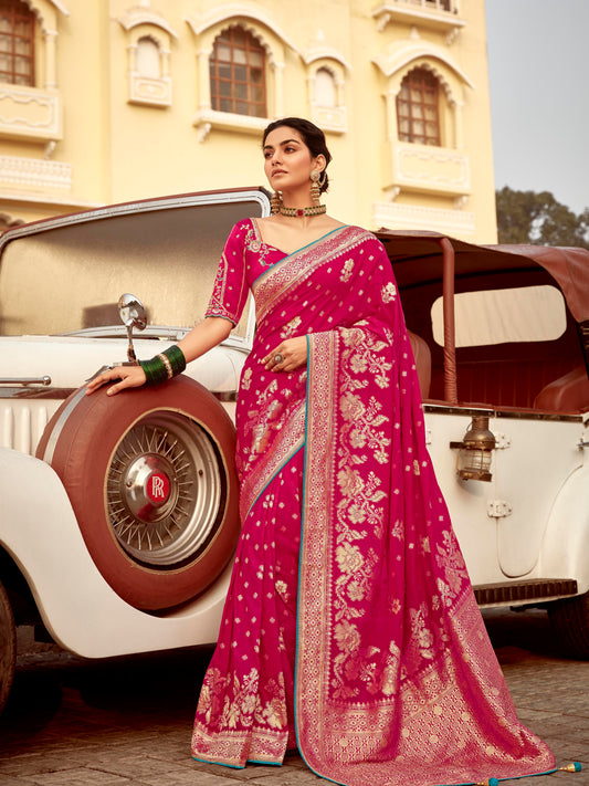 Dhiyona KM Women Pink Silk Saree “ A Classic Statement