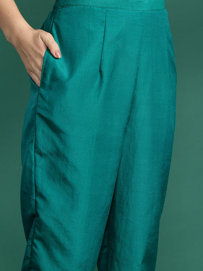 Dhiyona IE Ethnic Motifs Woven Design Zari Kurta With Trousers & Dupatta