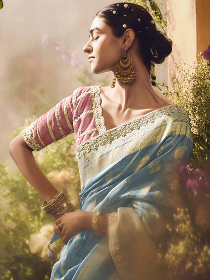 Dhiyona KM Women The Azure Blossom: A Dance Of Sky And Petal