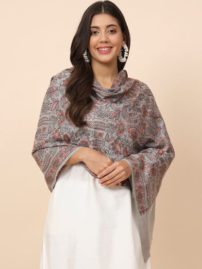 Dhiyona PA Floral Embroidered Woolen Shawl