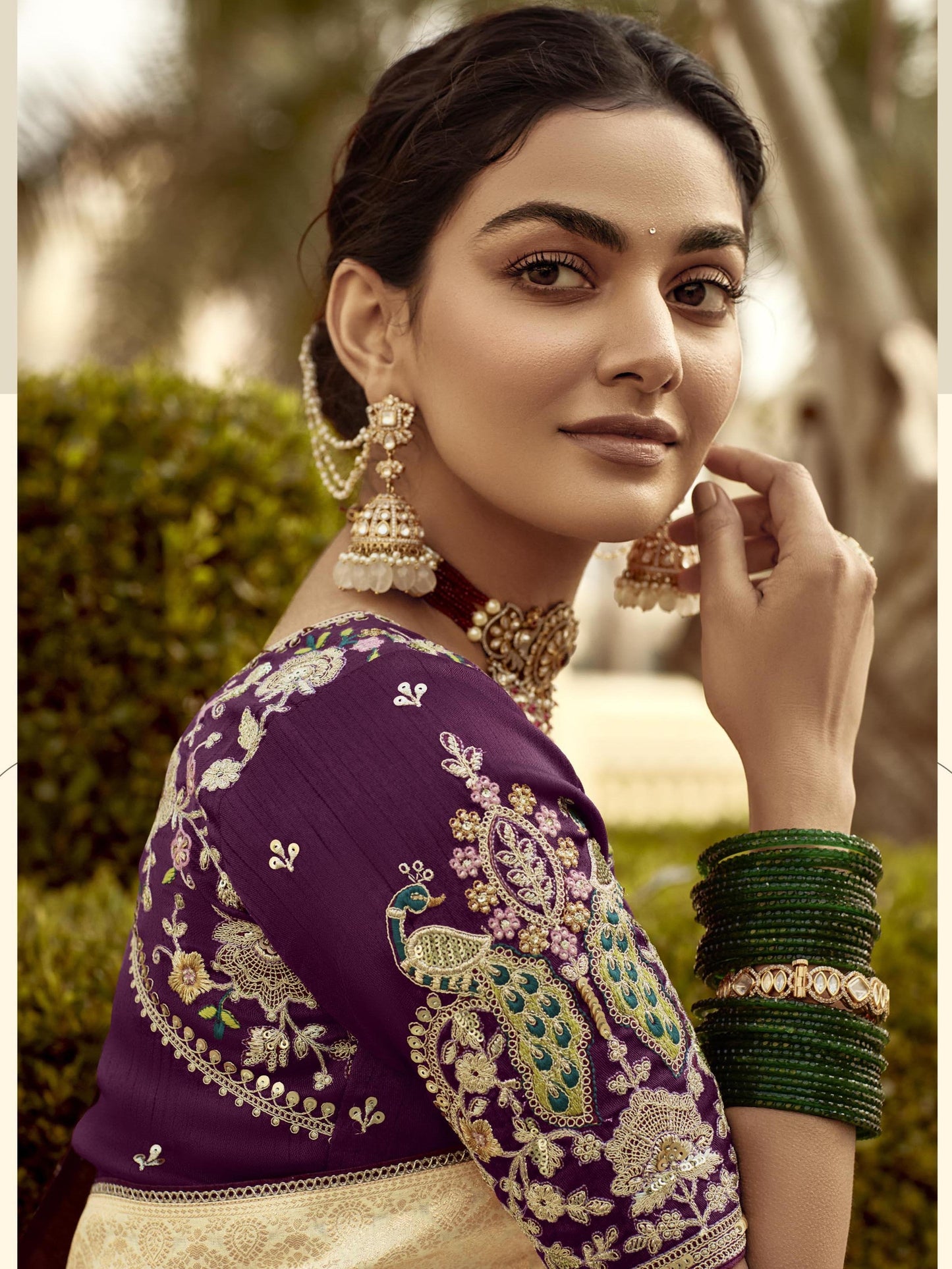 Dhiyona KM Women Ivory Elegance “ Royal Silk Saree With Intricate Embroidery