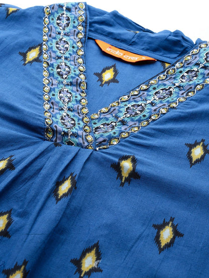 Dhiyona IE Ethnic Motifs Embroidered Pure Cotton Kurta with Trousers & Dupatta