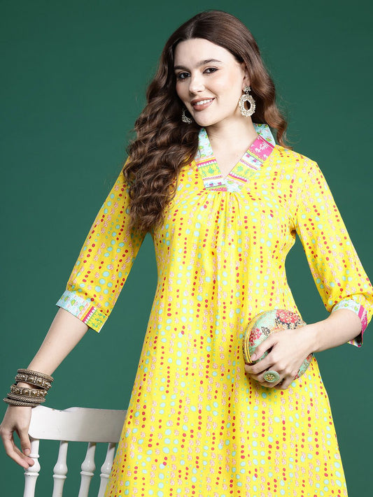 Dhiyona IE Printed Pure Cotton Kurta with Trousers