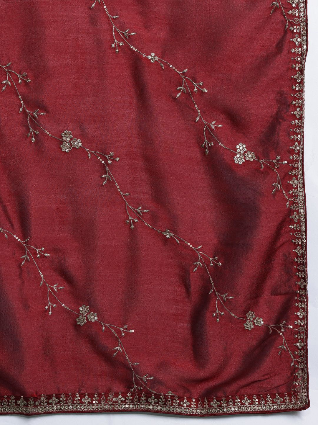 Embroidered Straight Kurta Trousers With Dupatta Set
