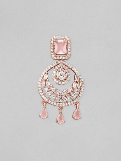 Dhiyona RJ Women's 18K Gold-Plated AD & Cubic Zirconia Studded Teardrop Shaped Drop Earrings