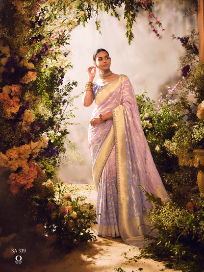 Dhiyona KM Women The Golden Lavender Serenade: A Dream Woven In Silk