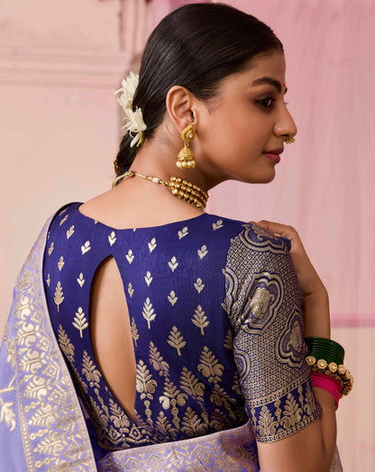 Dhiyona KM Women Lavender Dola Silk Saree