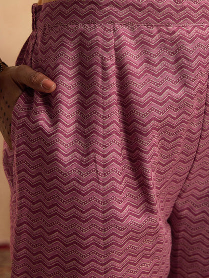 Ethnic Motifs Printed Pure Cotton Straight Kurta with Trousers & Dupatta