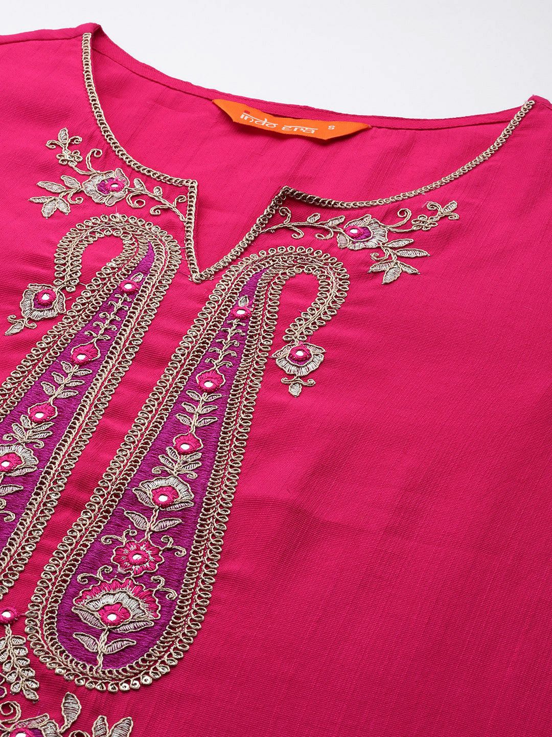 Paisley Embroidered Sequinned Kurta with Trousers & With Dupatta