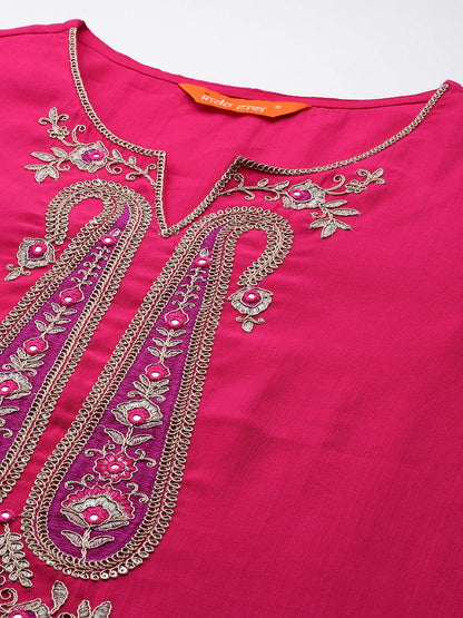 Paisley Embroidered Sequinned Kurta with Trousers & With Dupatta