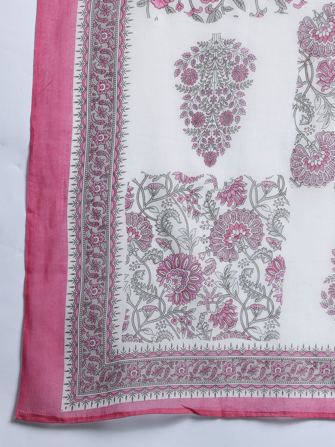 Floral Printed Regular Pure Cotton Kurta with Trousers & Dupatta