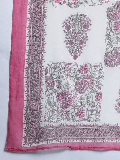 Floral Printed Regular Pure Cotton Kurta with Trousers & Dupatta