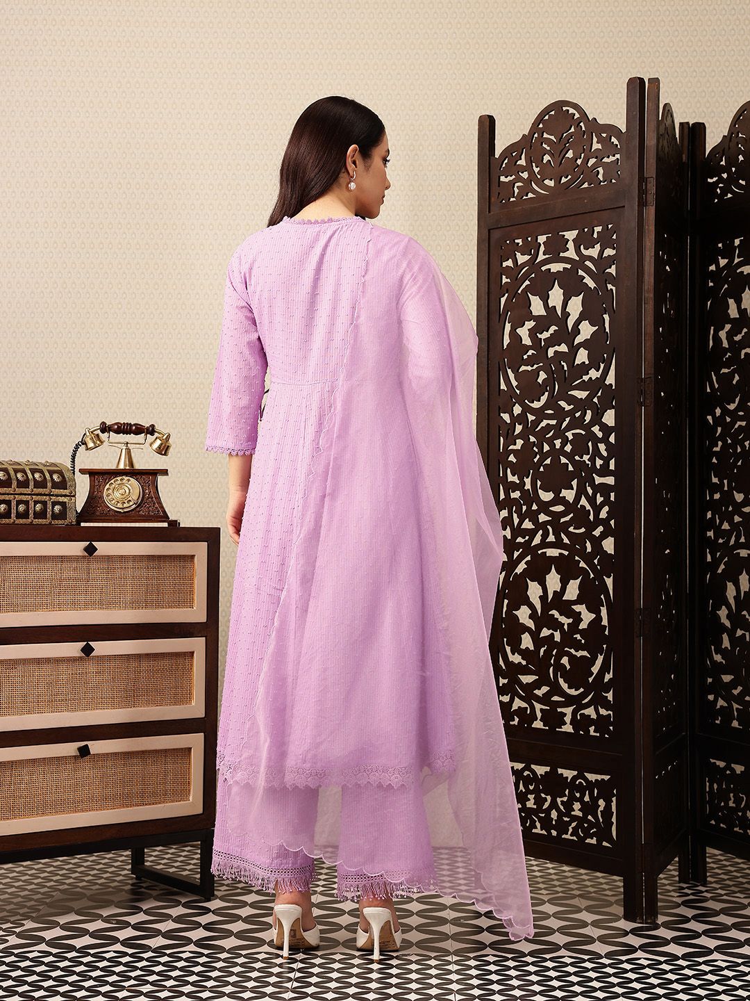 Dhiyona PD Women Angrakha Pure Cotton Jashn Kurta with Palazzos & Dupatta