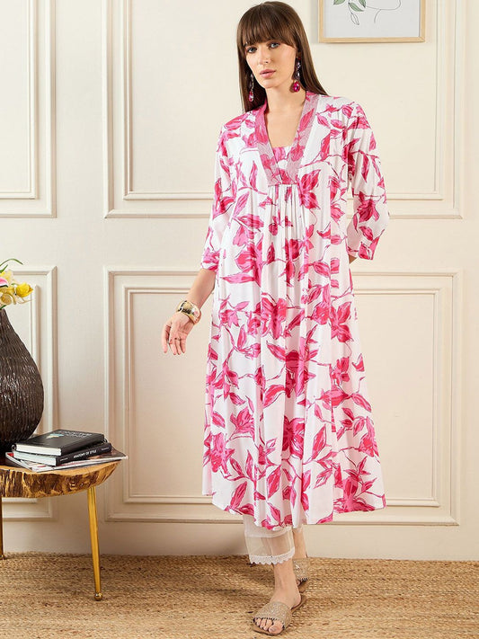 Dhiyona IE Floral Printed Anarkali Kurta