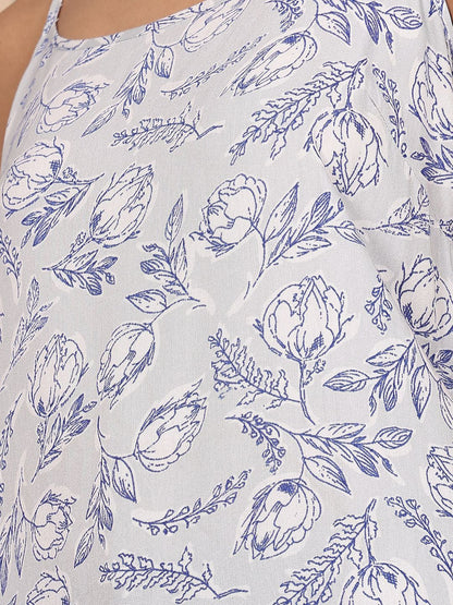 Dhiyona OD  Women Floral Printed Thread Work Kurta