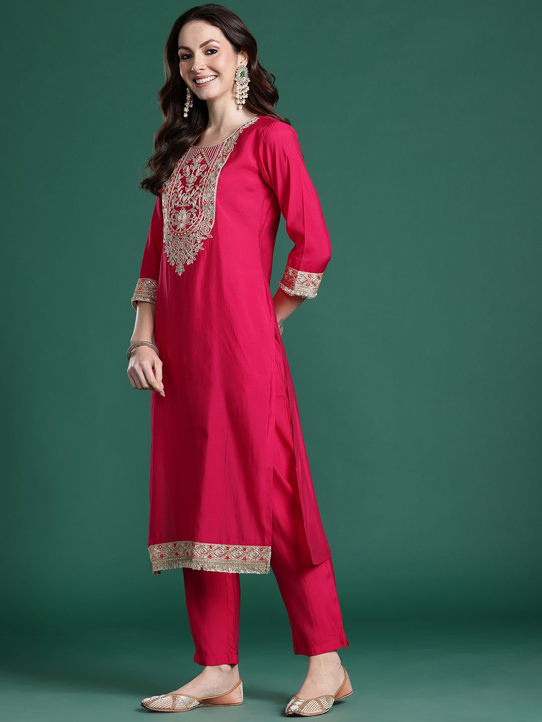 Ethnic Motifs Regular Kurta with Trousers & Dupatta
