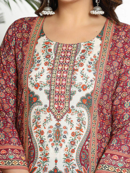 Dhiyona VA Women's Paisley Printed Regular Beads and Stones Pure Cotton Kurta with Trousers & With Dupatta
