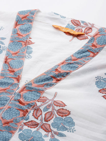 Floral Printed Pure Cotton Kurta with Trousers