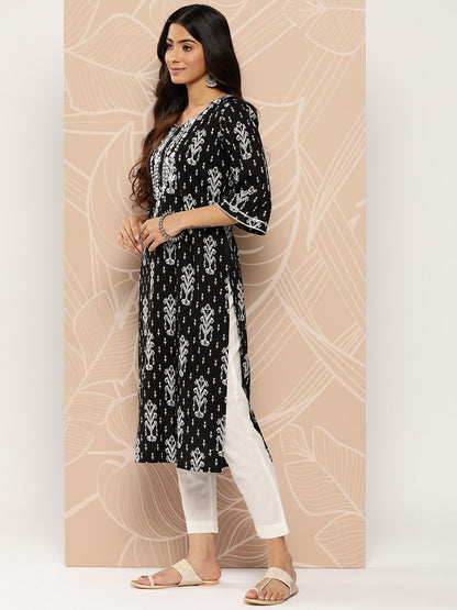 Dhiyona LB Women's Ethnic Motifs Embroidered Flared Sleeves Gotta Patti Kurta