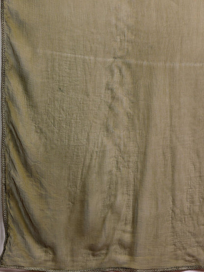 Floral Embroidered Sequinned Kurta With Trousers & Dupatta