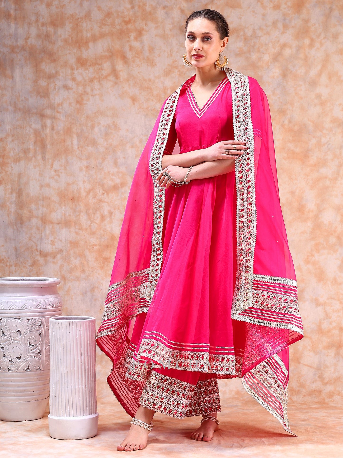 Dil Kash Hot Pink Anarkali Set