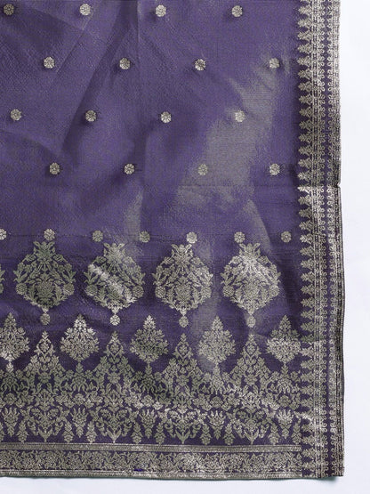 Dhiyona IE Women Ethnic Motifs Jacquard Zari Kurta with Trousers & With Dupatta