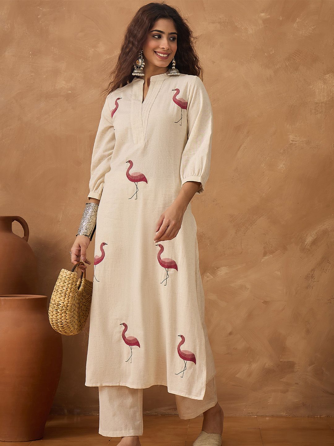 Dhiyona VA Women's Woven Design Printed Kurta with Trousers