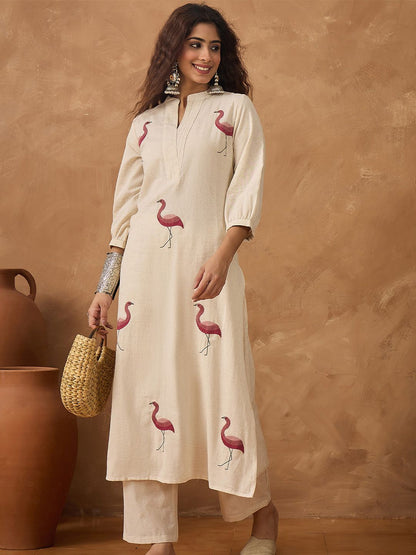 Dhiyona VA Women's Woven Design Printed Kurta with Trousers