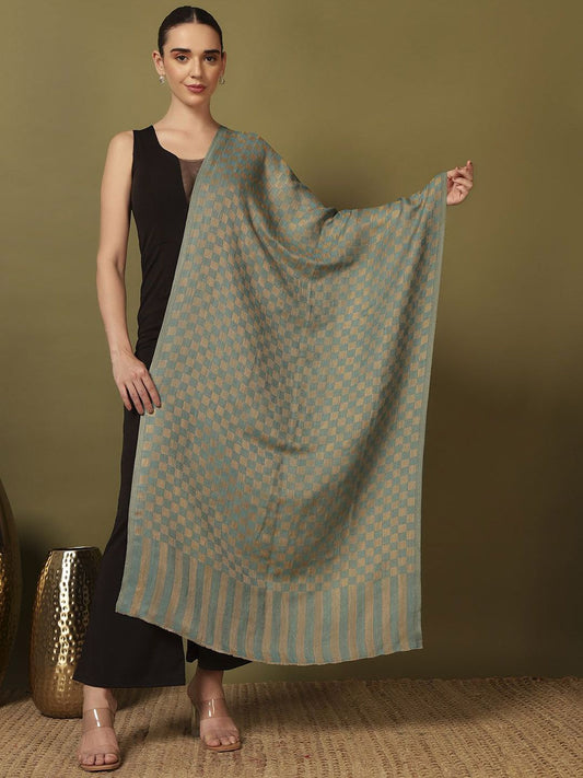 Dhiyona PA Checked Woven Design Woolen Shawl