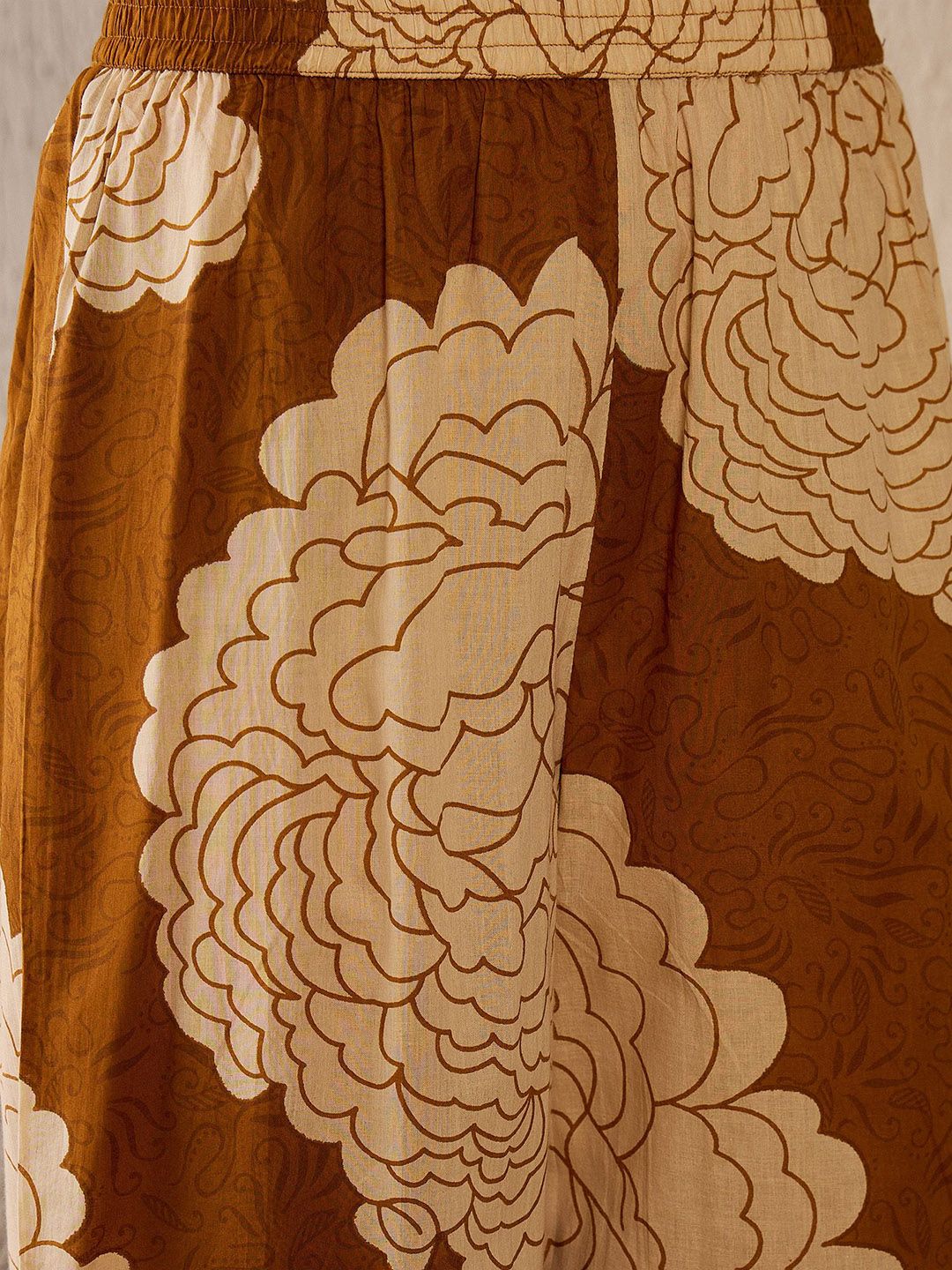 Dhiyona IE Floral Printed V-Neck Pure Cotton Tunic With Palazzo