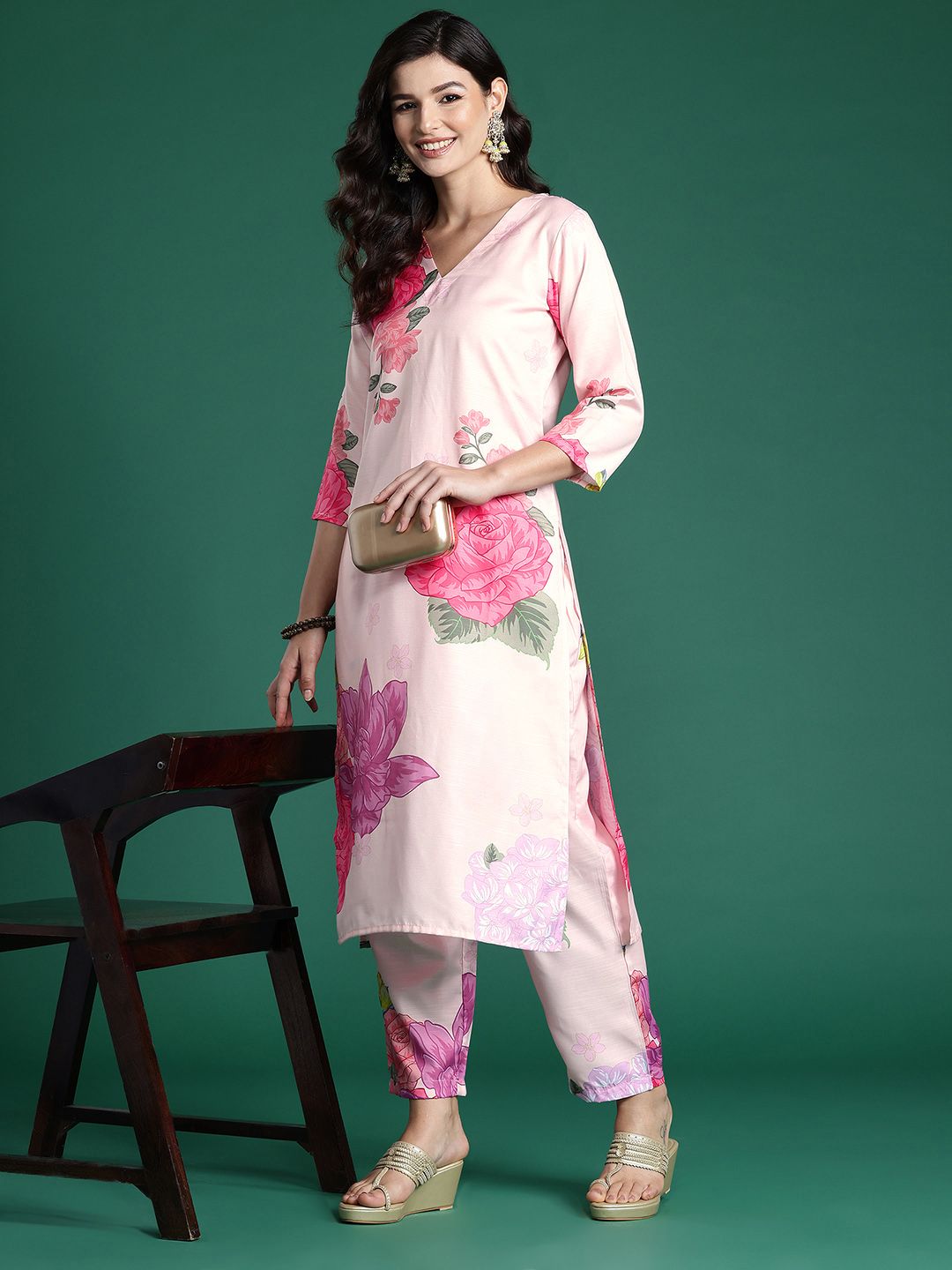 Dhiyona IE Floral Printed Kurta with Trousers