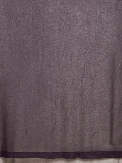 Dhiyona SO Women's Women Purple Floral Embroidered Beads and Stones Kurta with Sharara & With Dupatta