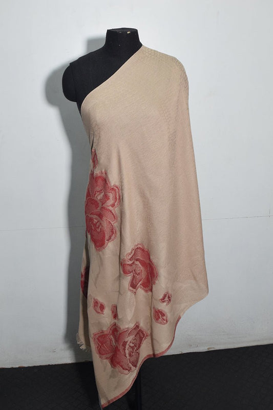 Red Pashmina Woven Jacquard Shawl