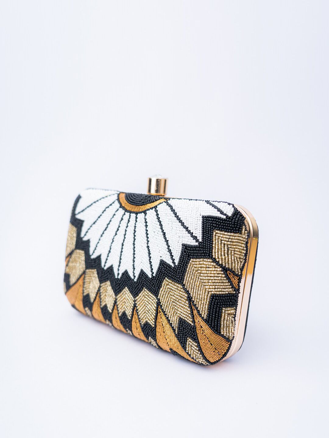 Dhiyona NR Black & White Hand Embroidered Box Clutch