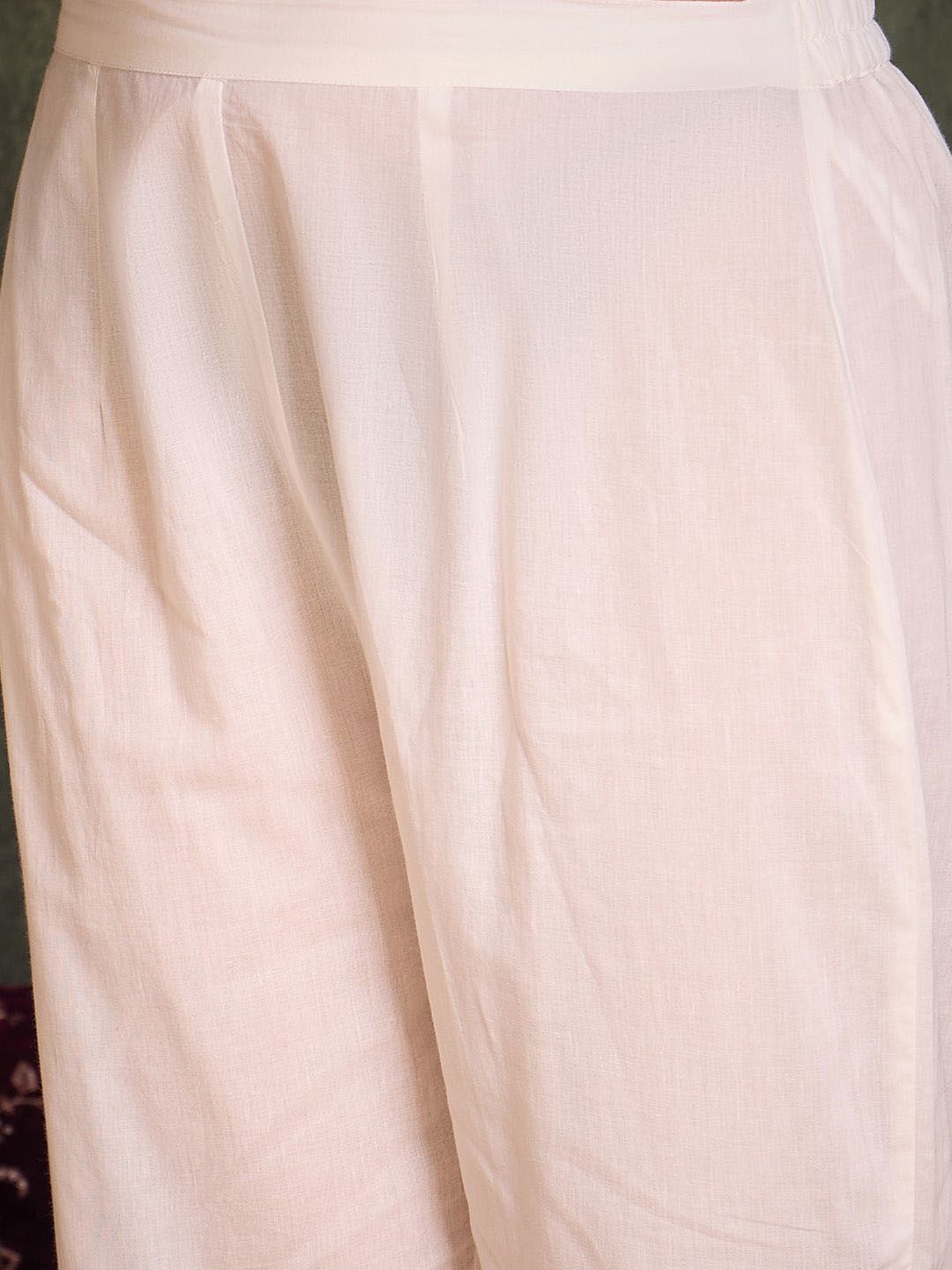 Dhiyona IE Floral Printed Empire V-Neck Pure Cotton A-Line Kurta With Trousers And Dupatta