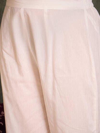 Dhiyona IE Floral Printed Empire V-Neck Pure Cotton A-Line Kurta With Trousers And Dupatta