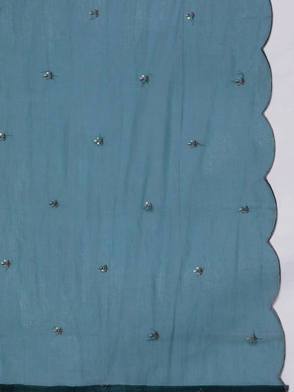 Dhiyona VA Women'sEthnic Zari Embroidered Sequence Embellished Kurta with Trouser & Dupatta