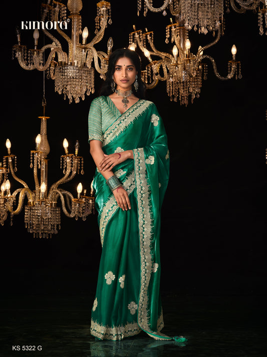 Dhiyona KM Women Emerald Aura “ Green Silk Saree