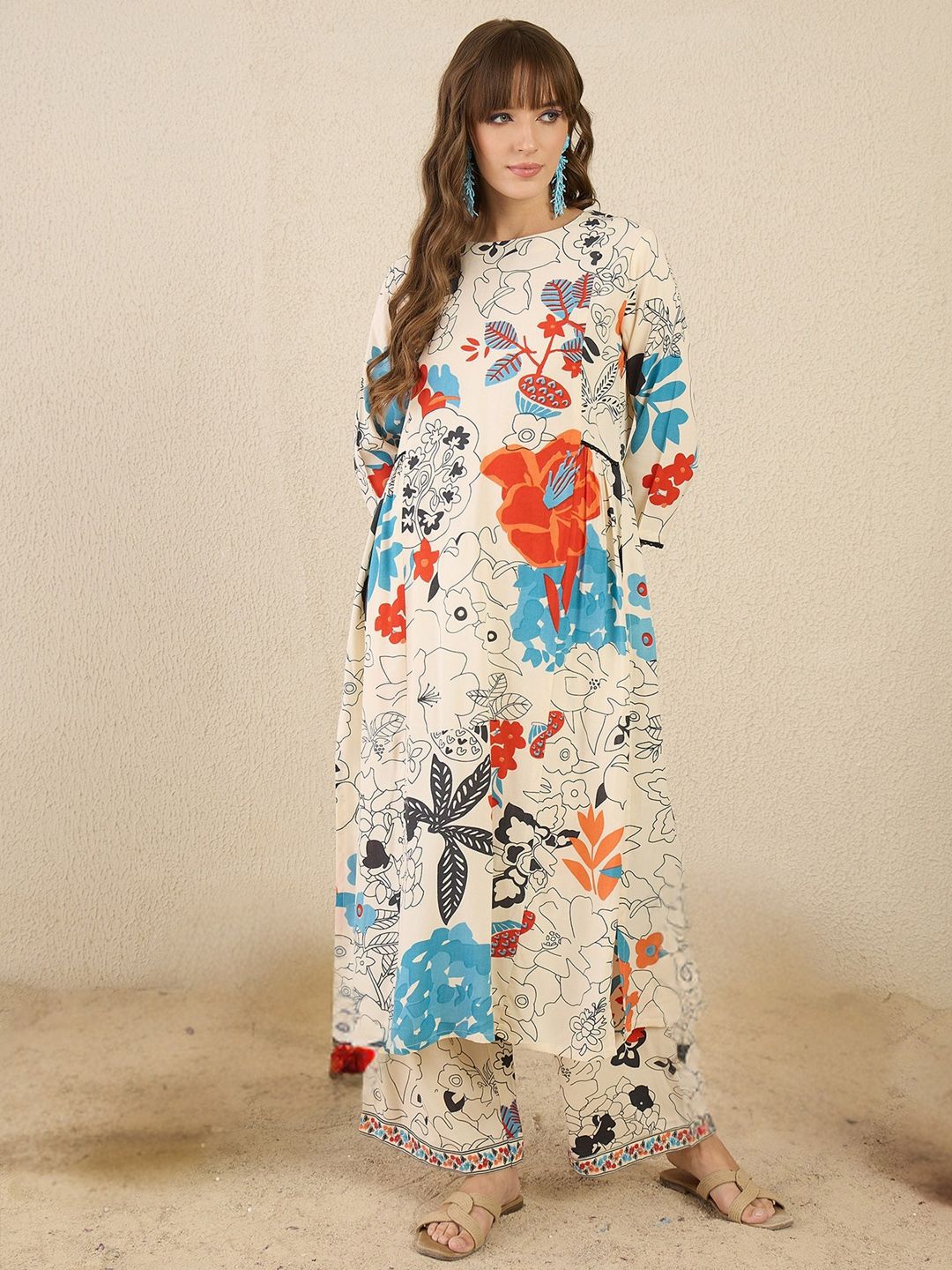 Dhiyona IE Printed Kurta & Trouser Co-Ords Set