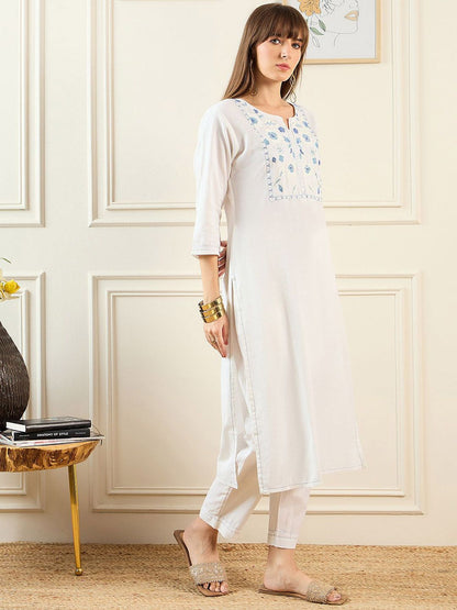 Dhiyona IE Women White Kurta Sets