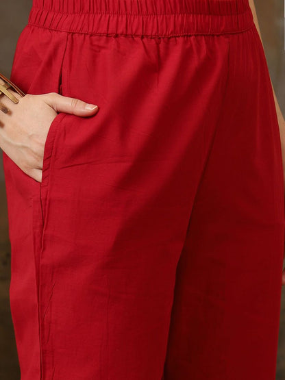 Dhiyona SN Women's Bandhani Printed V Neck Pure Cotton A Line Kurta & Trousers With Dupatta