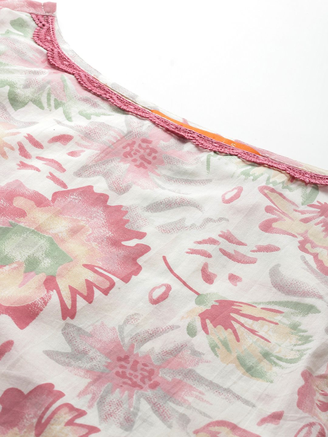 Dhiyona IE Floral Printed Pure Cotton Kurta with Trousers