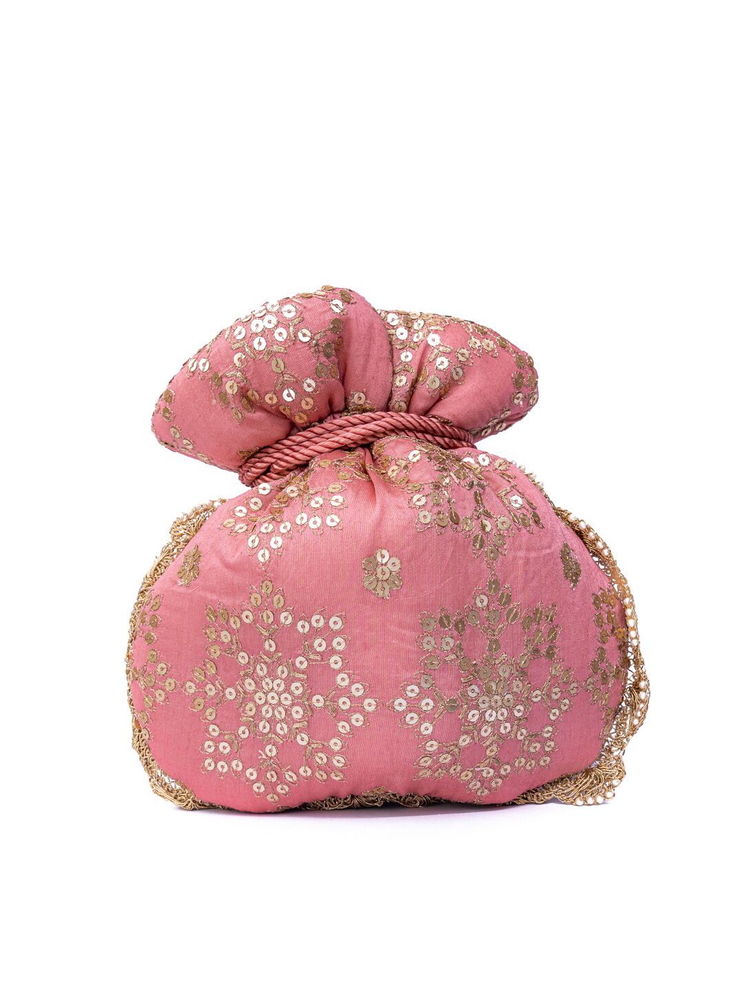 Dhiyona NR Women Pink Embroidered Potli Clutch